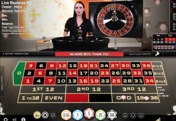 Evolution Gaming's Live Roulette Table Screenshot