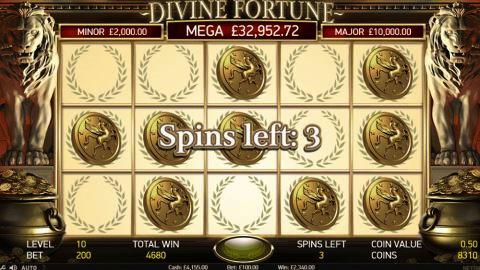 Divine Fortune Bonus Game Play View