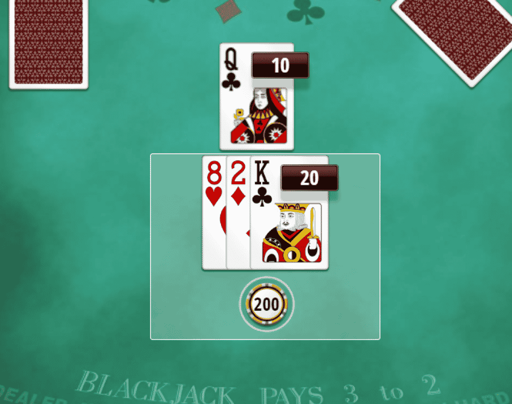 Exemple de jeu de blackjack 2