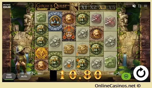 Screenshot of playing Gonzo's Quest Megaways Slot Online